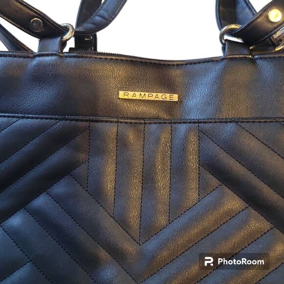 Rampage Faux Leather Black Quilted Tote - Picture 4 of 12